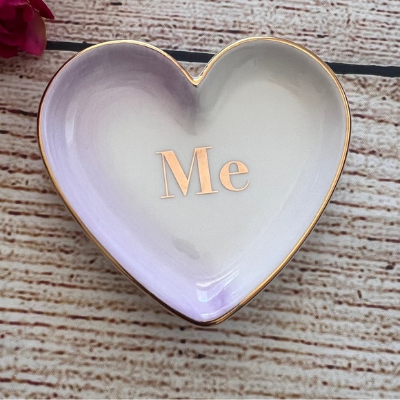 MARTHA STEWART set of 2 ceramic you & me heart trinket trays - Picture 3 of 8